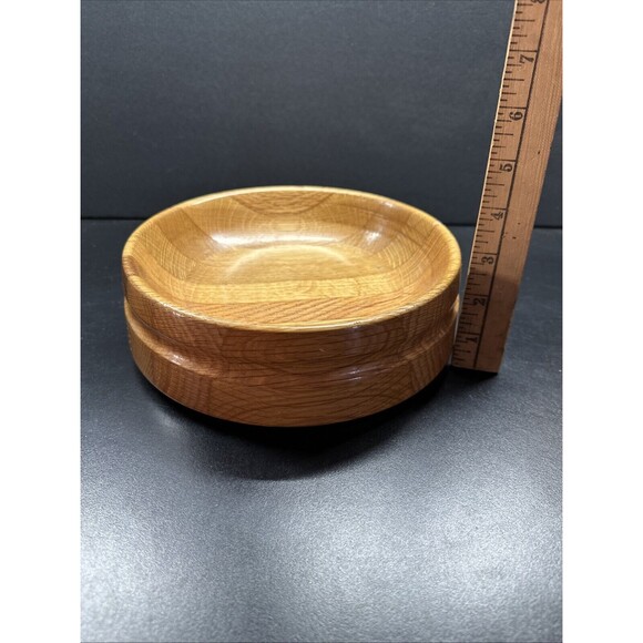 Hand Crafted Wooden Bowl Smooth Inlay Felt Bottom 8" Fruit Bowl Vintage - Picture 6 of 6